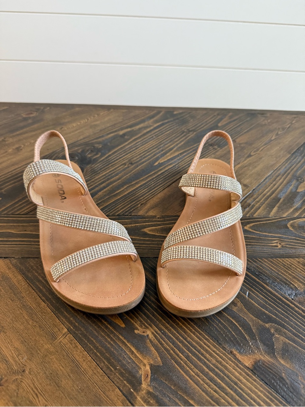 Soda Girls Rhinestone Strap Slingback Sandals